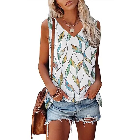 ETCYY Tops - Tie Dye V Neck Tank Top, SZ SMALL, 5C-152T006